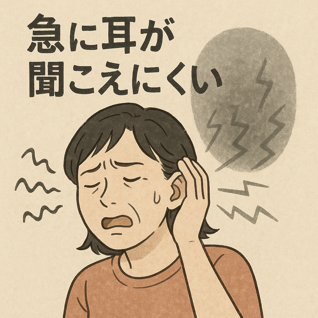 耳に手を当てる人のイラスト