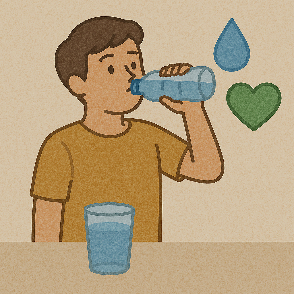 水分補給と健康的な生活のイラスト